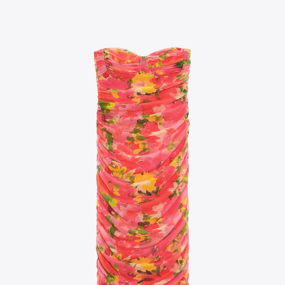 Zara floral tulle corset dress - S